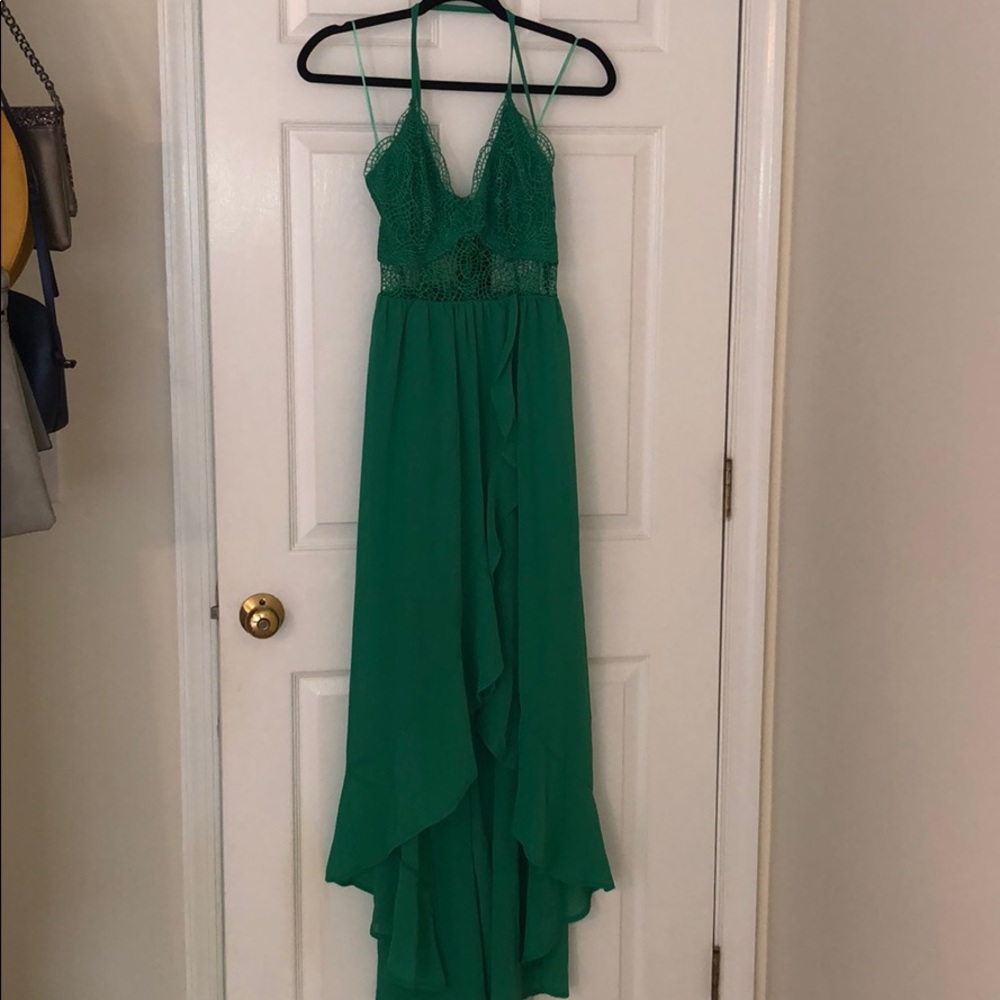 NWT Flirty Green Crochet Maxi Dress